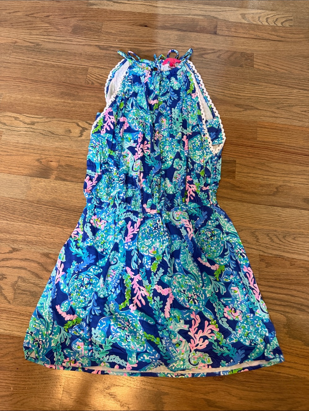 Lilly Pulitzer Blue Tropical Print Halter Romper